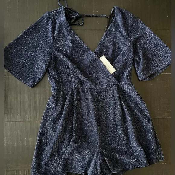 Mi Ami by Francesca’s Navy Blue Glitter Romper Large - Picture 3 of 7
